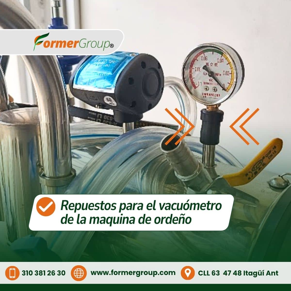 Cubierta de goma para vacuómetro en máquinas de ordeño