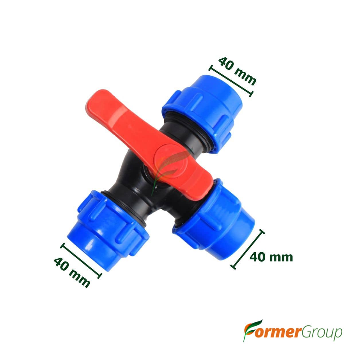 Válvula de Bola 3 Vías 40mm PE Riego para Agricultura