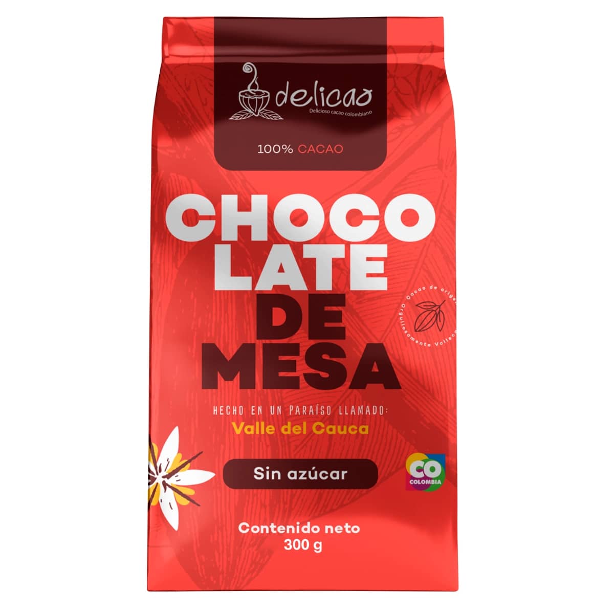 Chocolate de mesa 100% cacao Delicao x 300 Gr