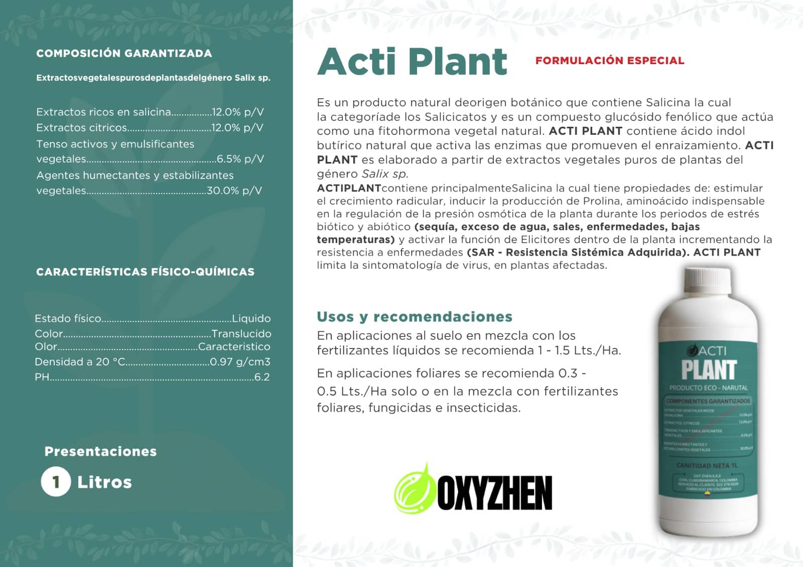ACTIVA PLANT 1L | OXY ZHEN - Bioestimulante Agrícola  Activador