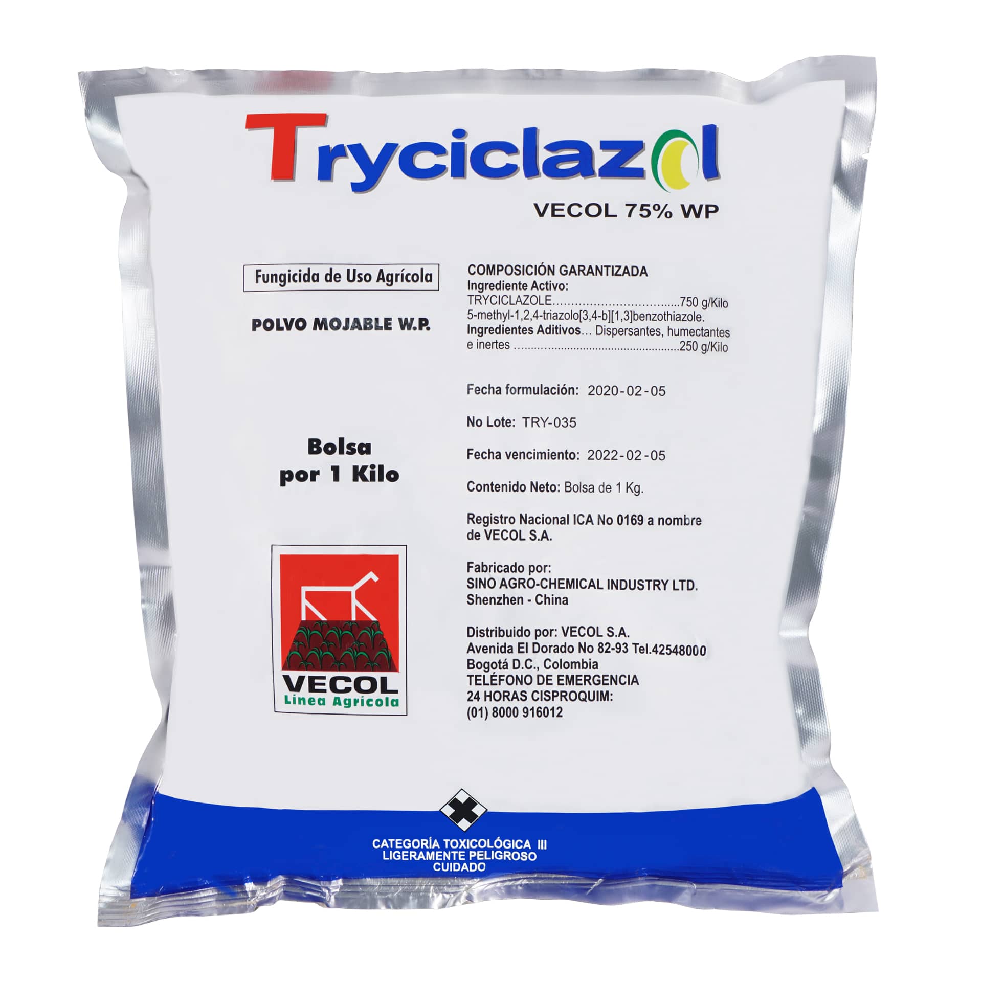 Fungicida - Tryciclazol Vecol 75% WP x 1 Kg