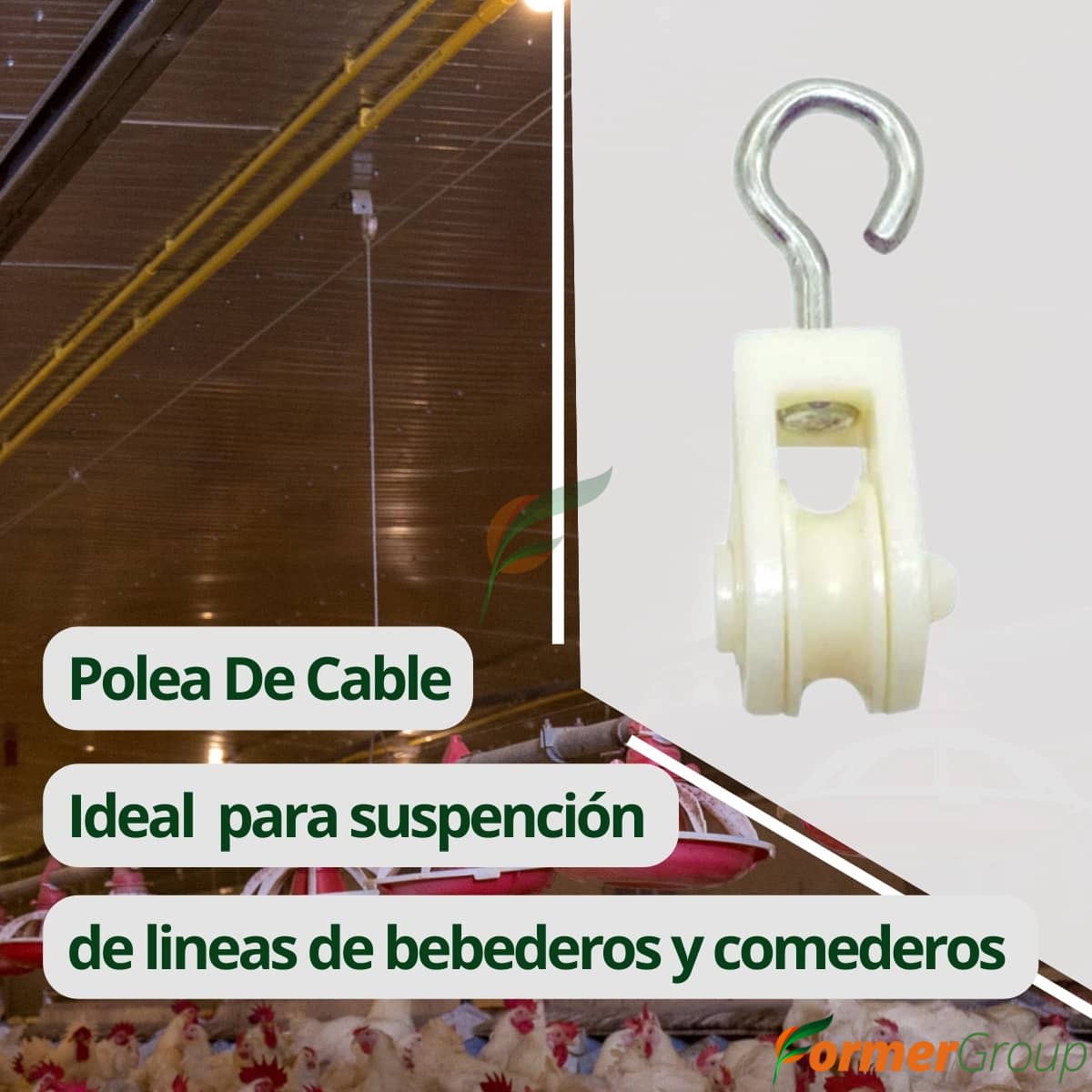 Polea Plástica Pequeña Blanca x10 para Bebederos Avícolas