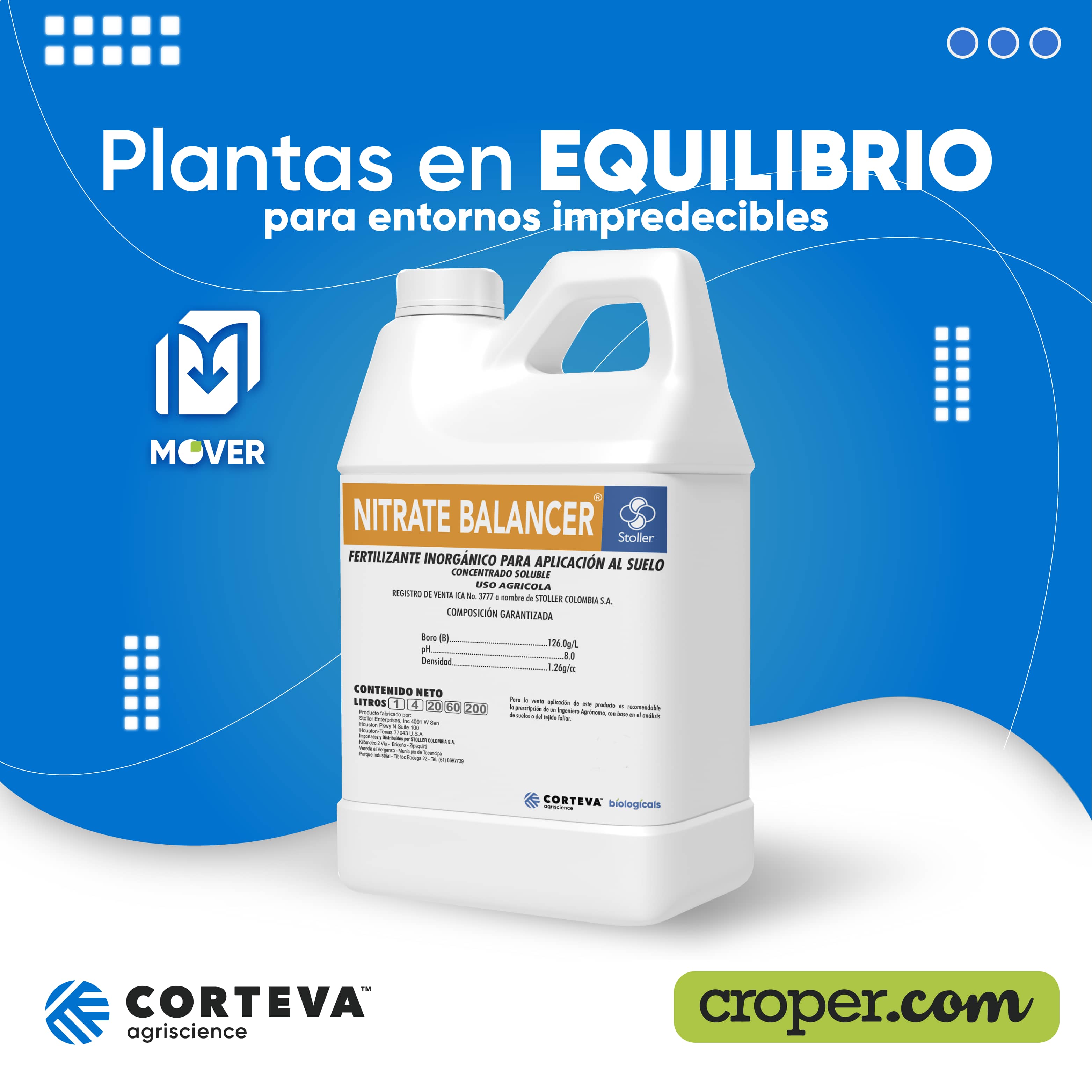 Nitrato Balanceador 1 L Fertilizante foliar con Borón