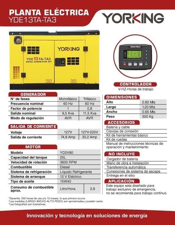 Planta Eléctrica Multifásica Yorking Diesel