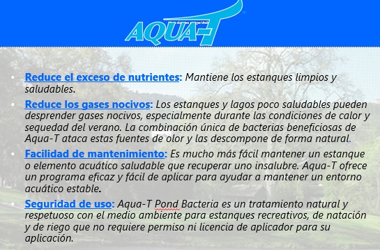 Aqua-T, Tratamiento biológico para estanques, lagos y lagunas. Envase x 2 bolsas (1 libra)