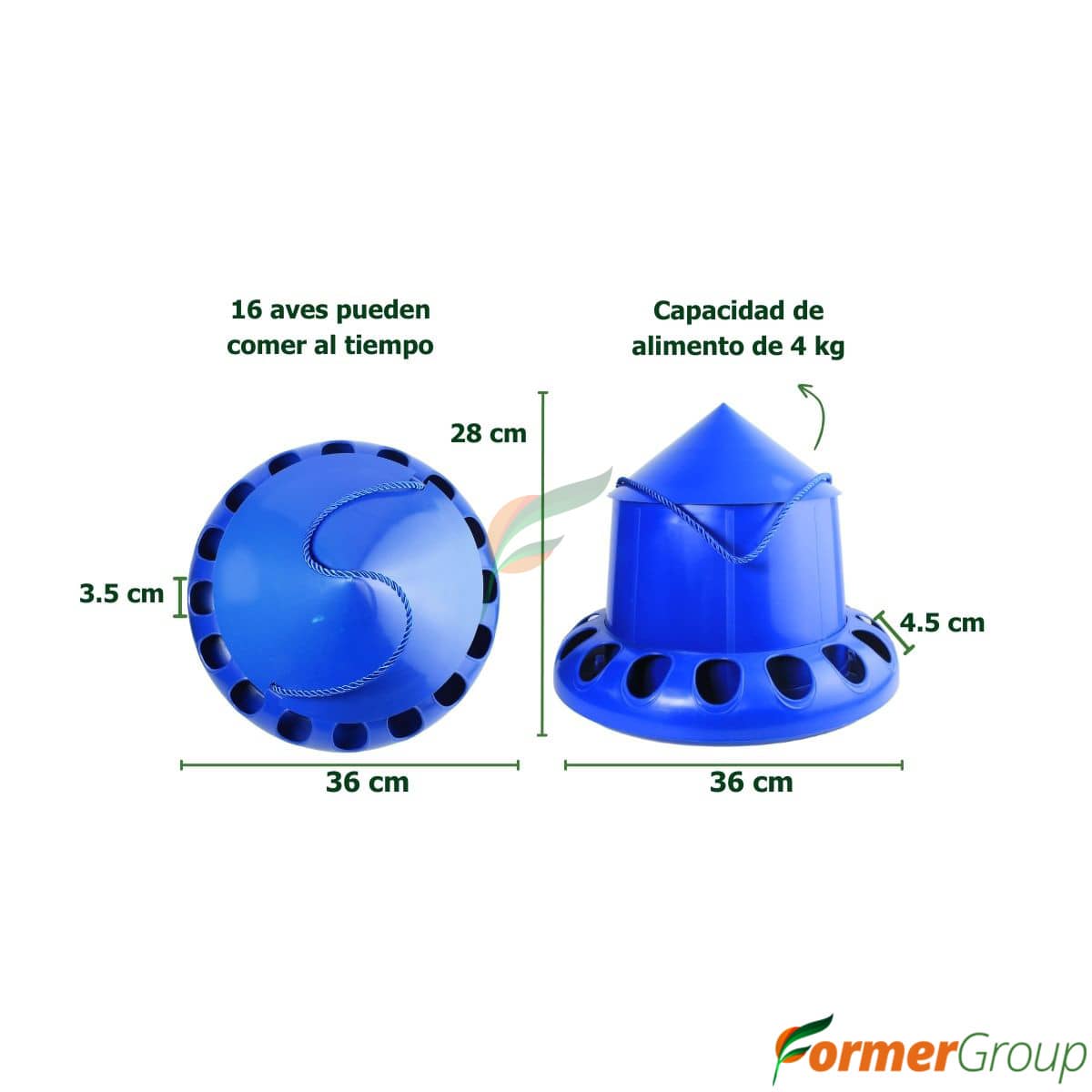 Comedero azul para aves 4 kg