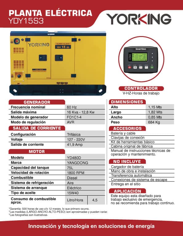 Planta Eléctrica Yorking 12,8 KW Diesel