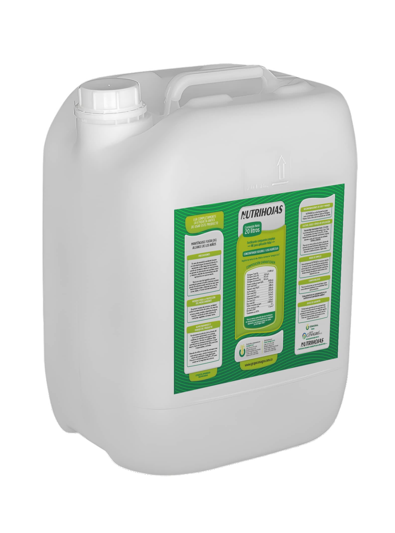 Nutrihojas 20 Lt - Fertilizante foliar para follaje y arranque