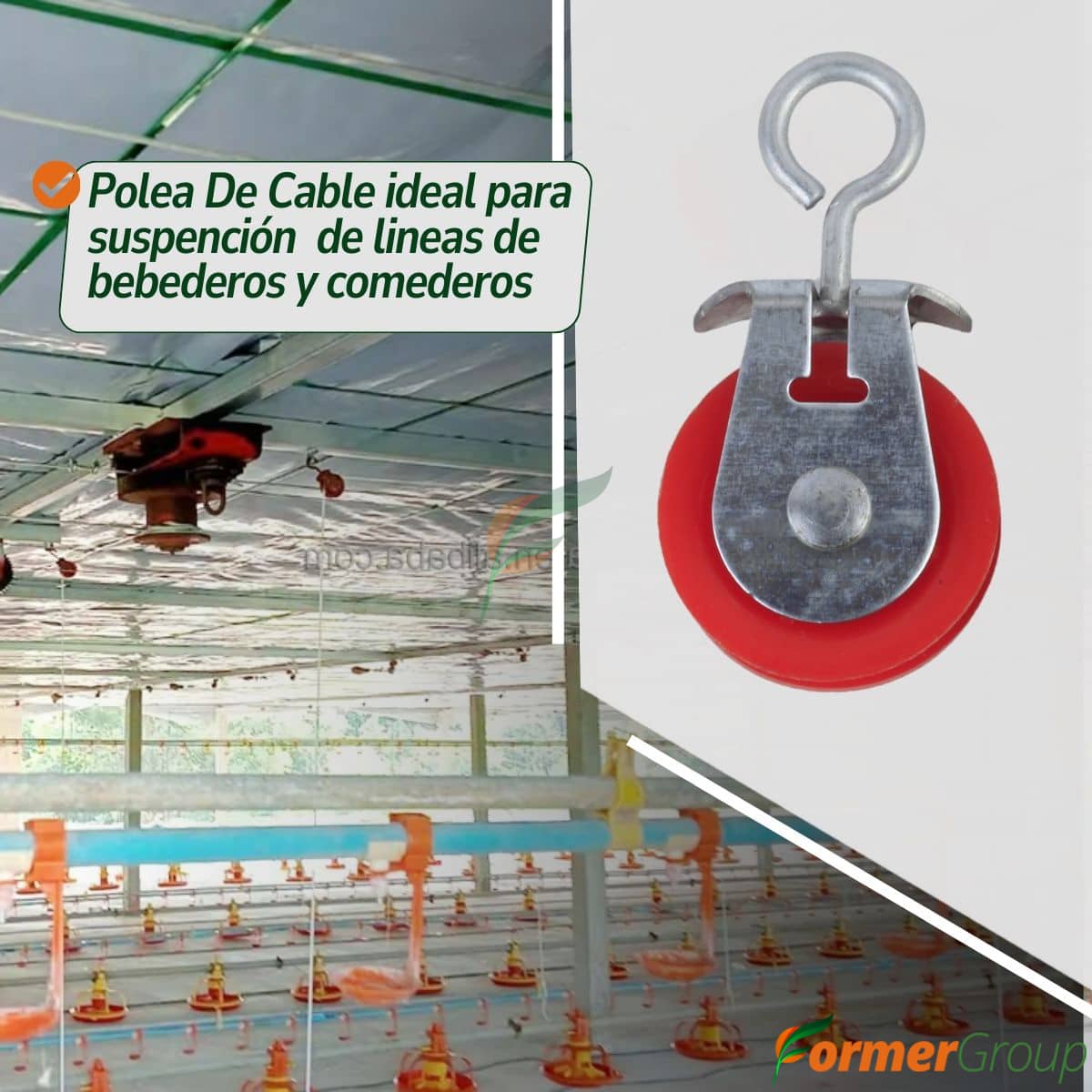 Polea Plástica Roja Mediana x10 para Bebederos