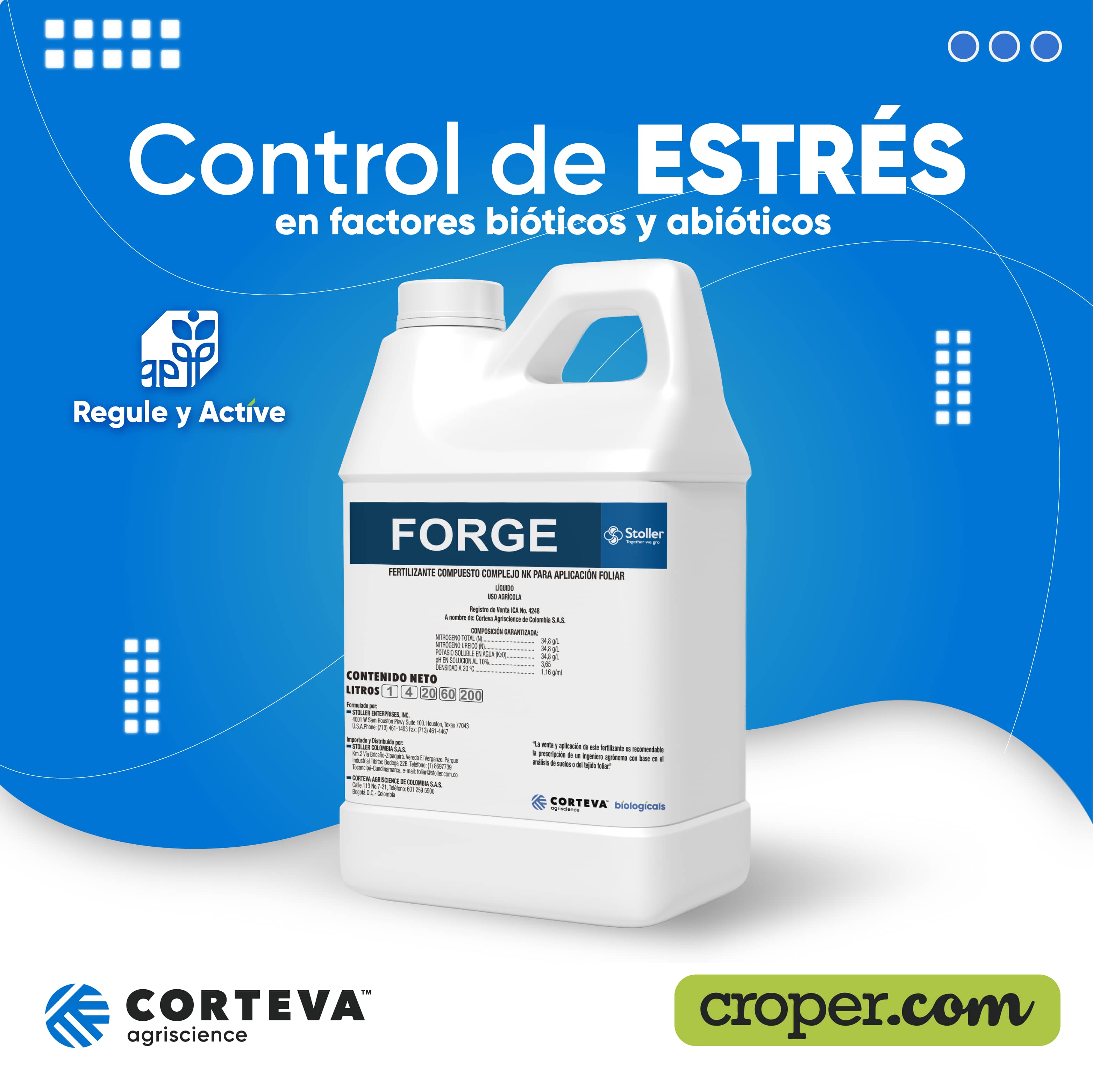 Forge Fertilizante Foliar Antioxidante NPK 34,8-34,8