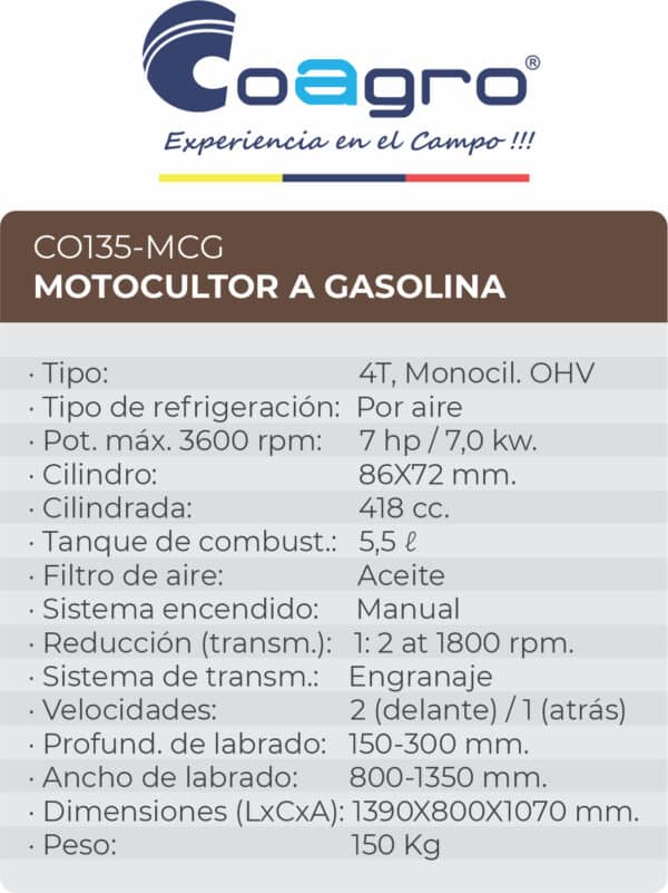 Motocultor a Gasolina - Coagro