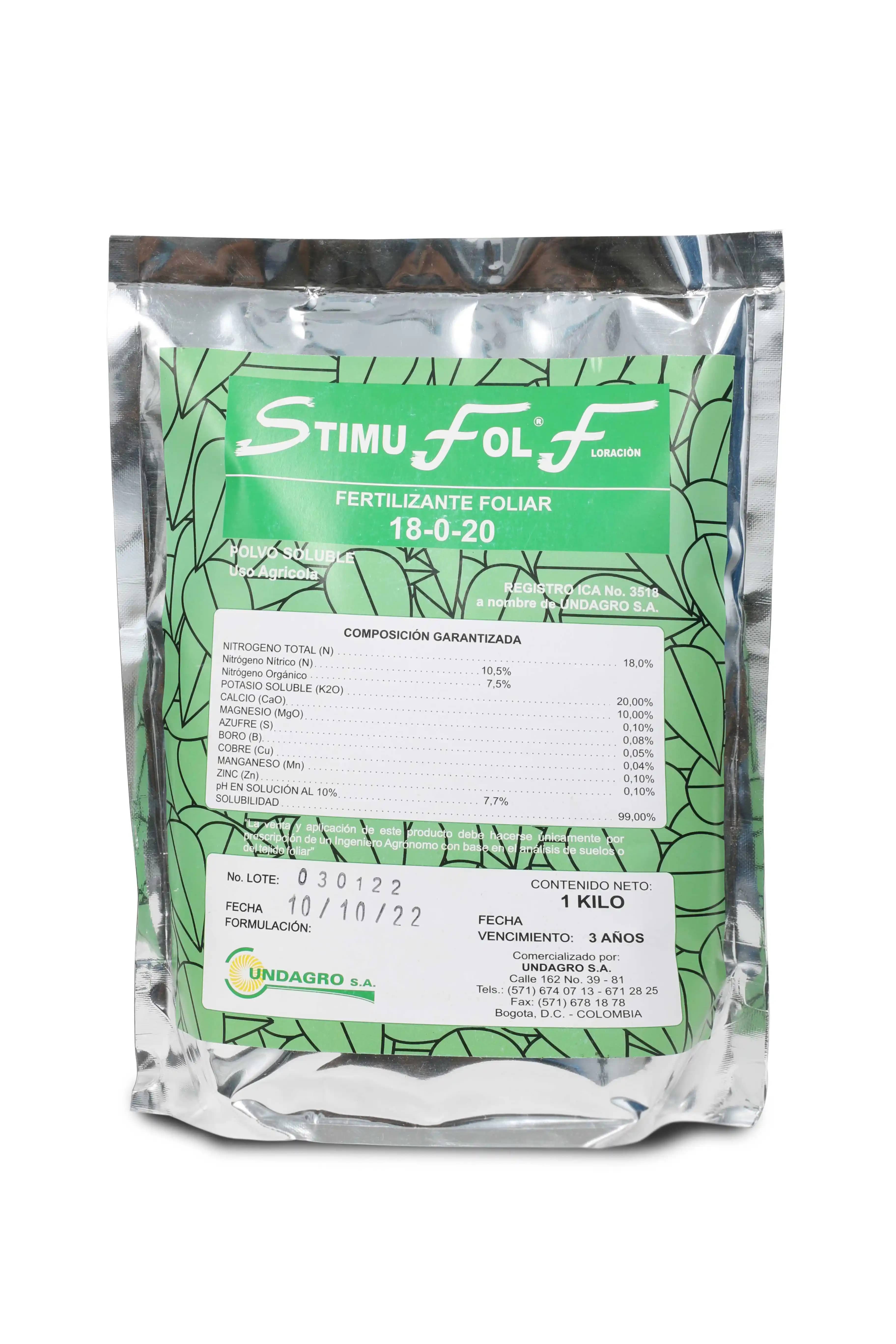 Fertilizante Hidrosoluble Stimufol 18-0-20 x 1 Kg