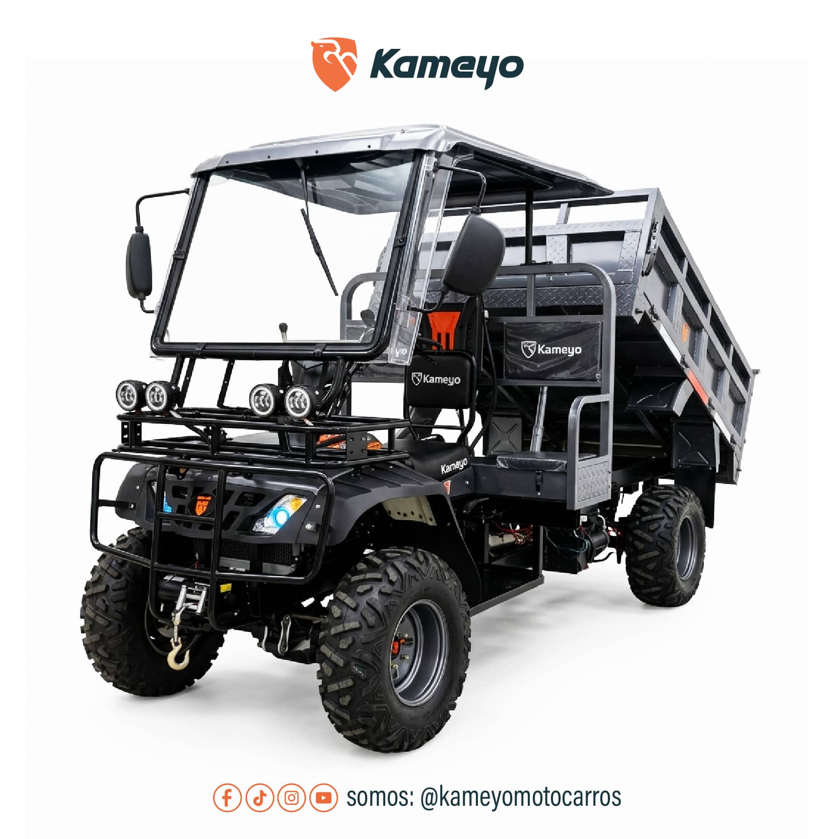 Motocarro Kameyo AGR 300 4x4 para carga agrícola de hasta 800 kg