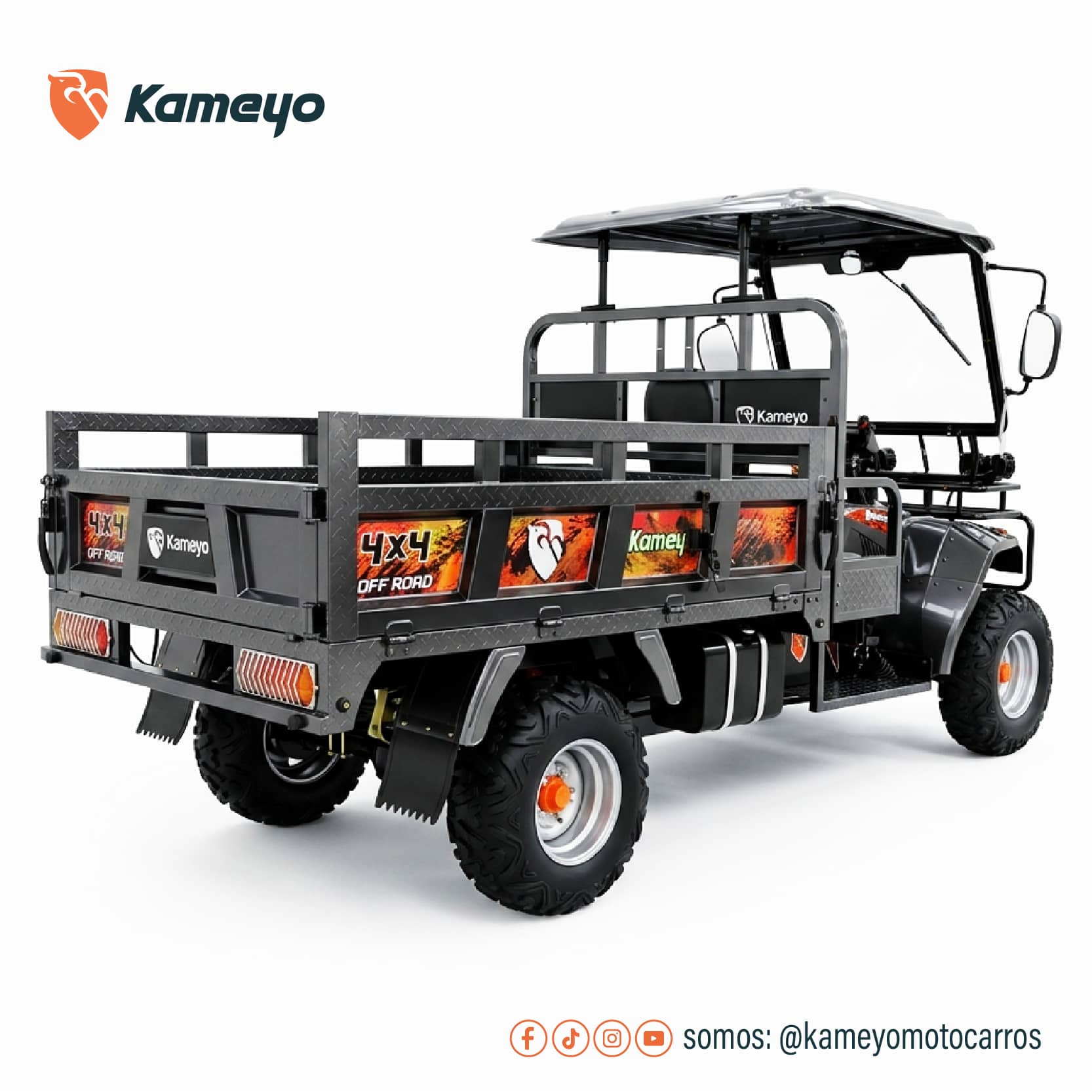 Motocarro Kameyo AGR 300 4x4 para carga agrícola de hasta 800 kg