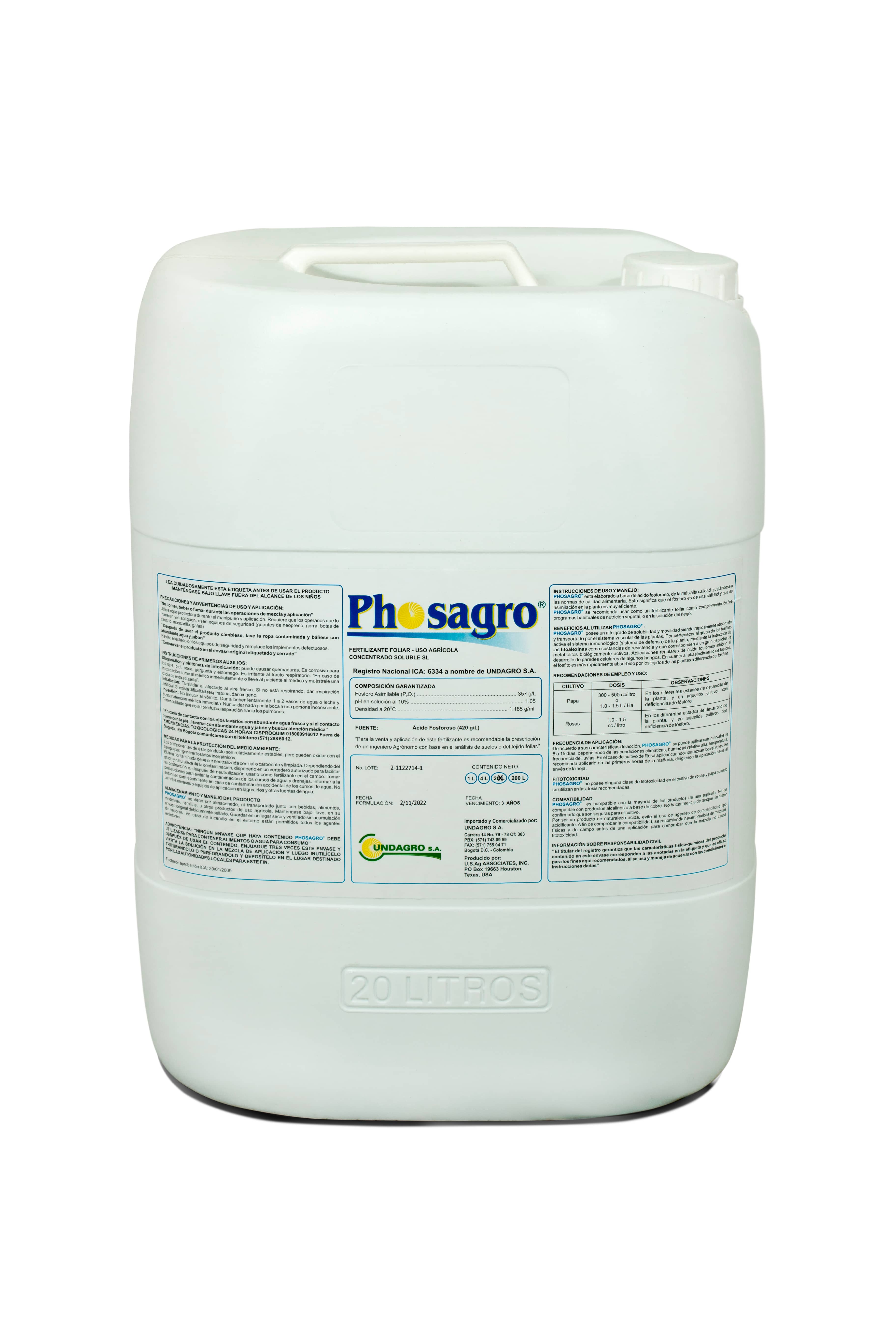Fertilizante Foliar - efecto fungistático x 20 Lt PHOSAGRO