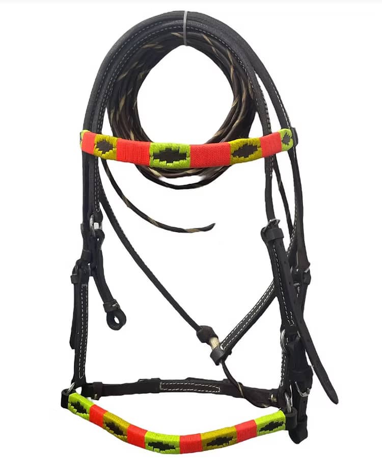 Apero de cabeza tejido argentino en cuero