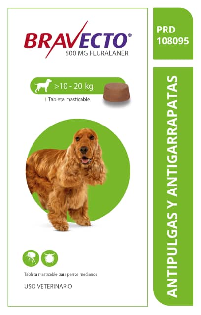 Antiparasitario Bravecto perro x 500 mg (10 a 20 kg)