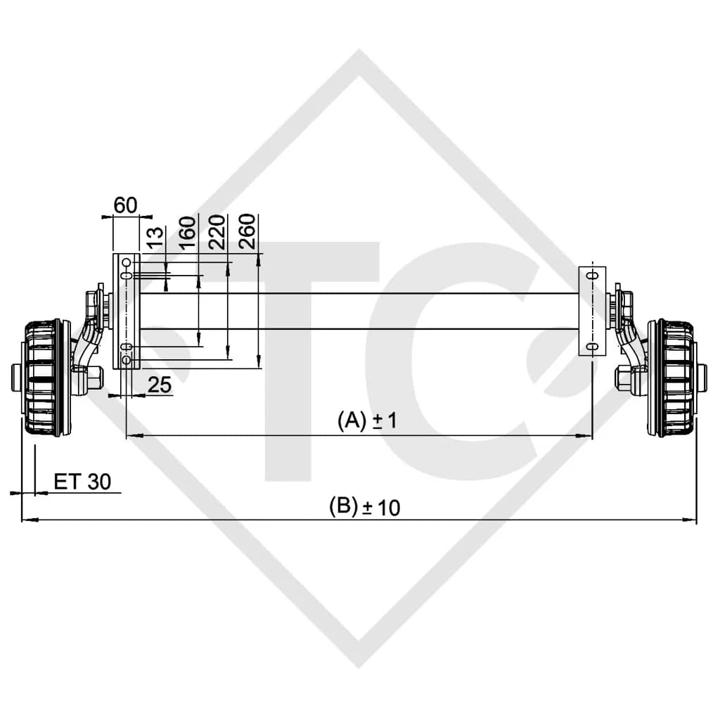 Eje de Torsión con Freno 1800 Kg x 2100 mm (112x5) - Alta Resistencia y Seguridad