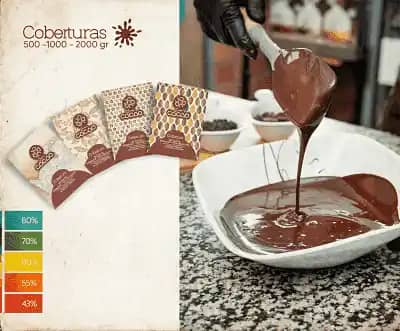 Cobertura de Chocolate Al 60, 70 y 80% x 960 Gr