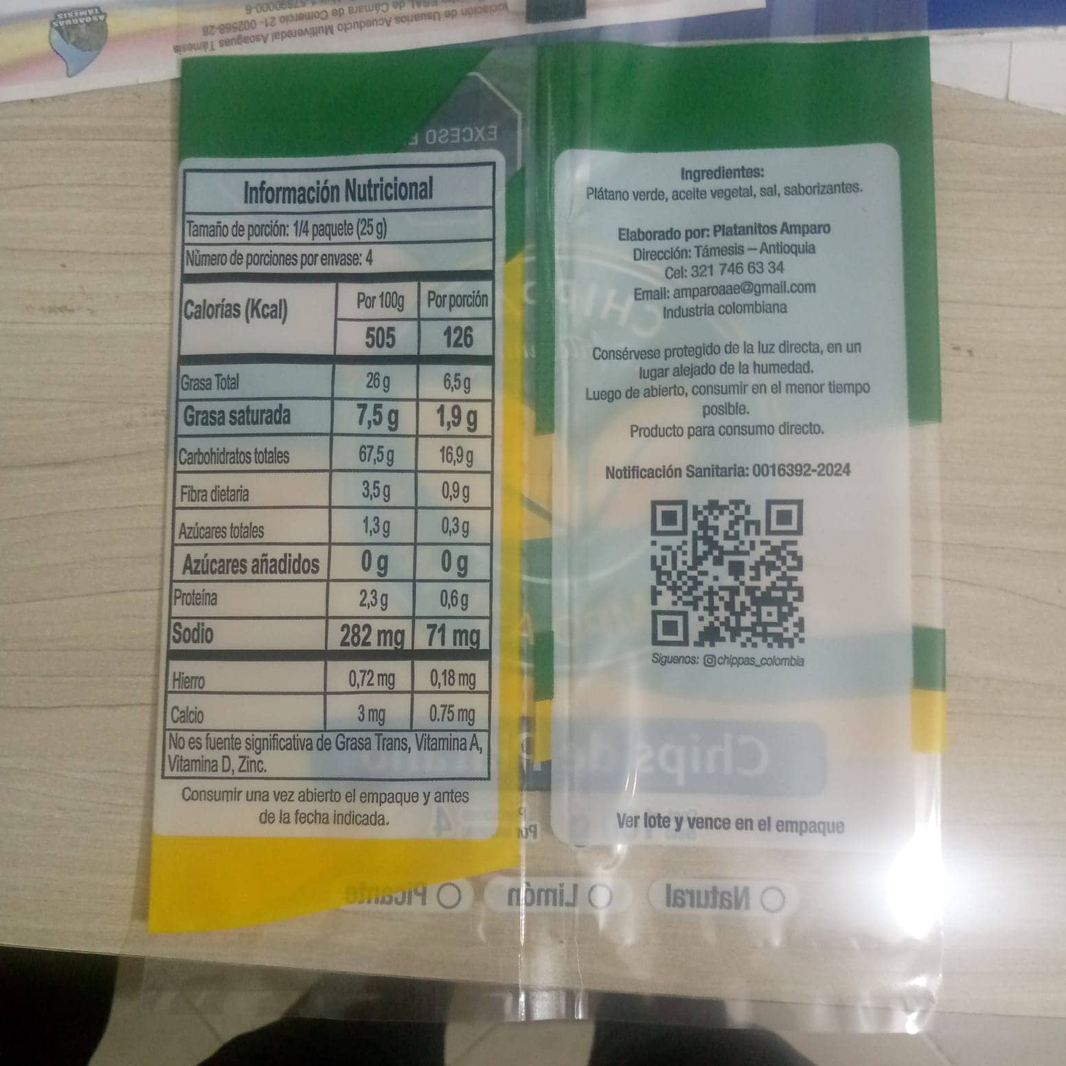 Chips de  Plátano Artesanales  100 gr| CHIPPAS Colombia