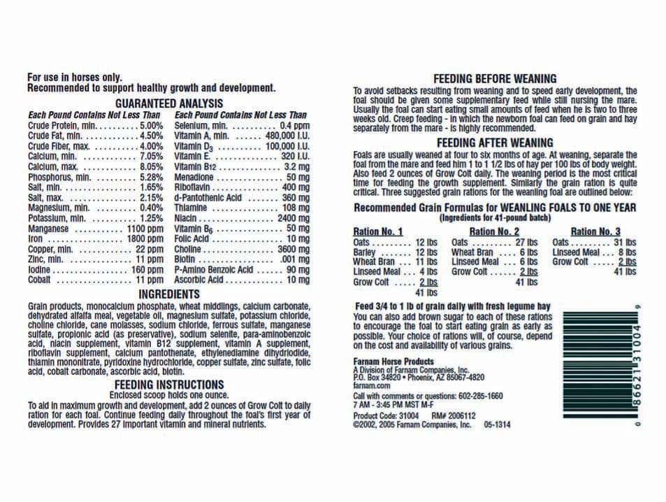 GROW COLT – Vitaminas y minerales para potros en desarrollo