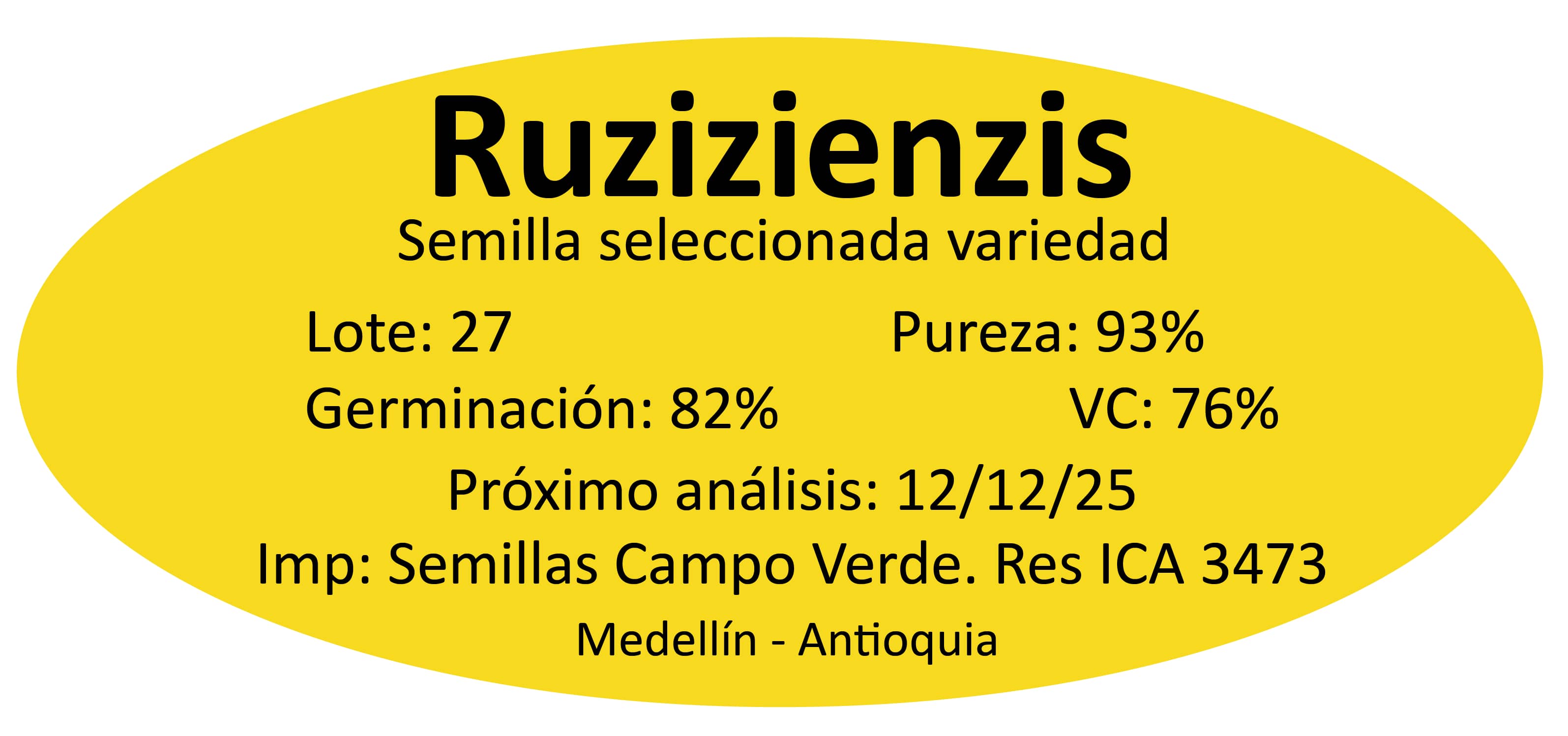 Semilla de pasto Brachiaria Ruziziensis – Pureza 93% – VC 76% – Importada de Brasil
