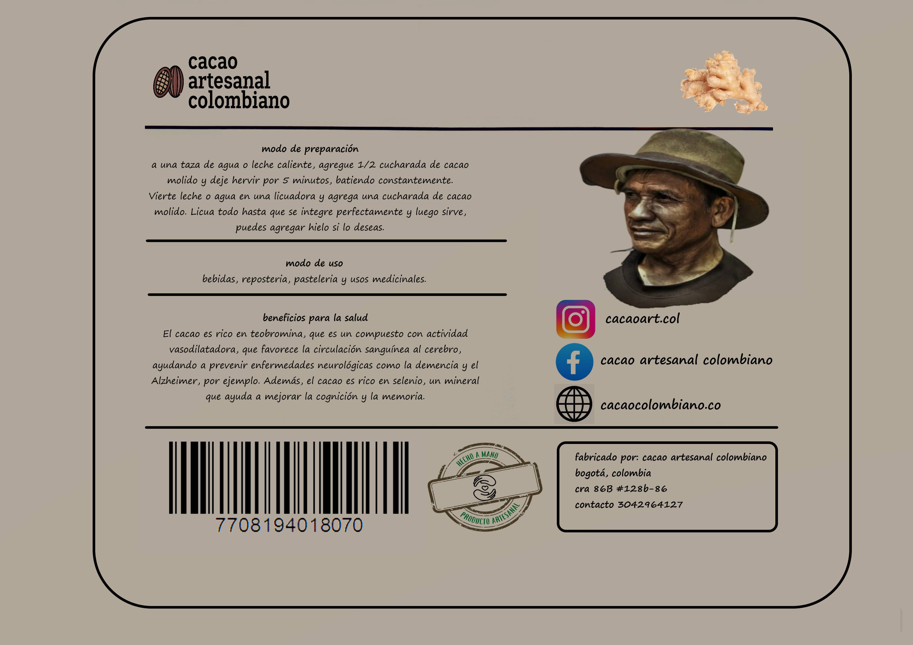 Cacao sabor Jengibre x 200 Gr