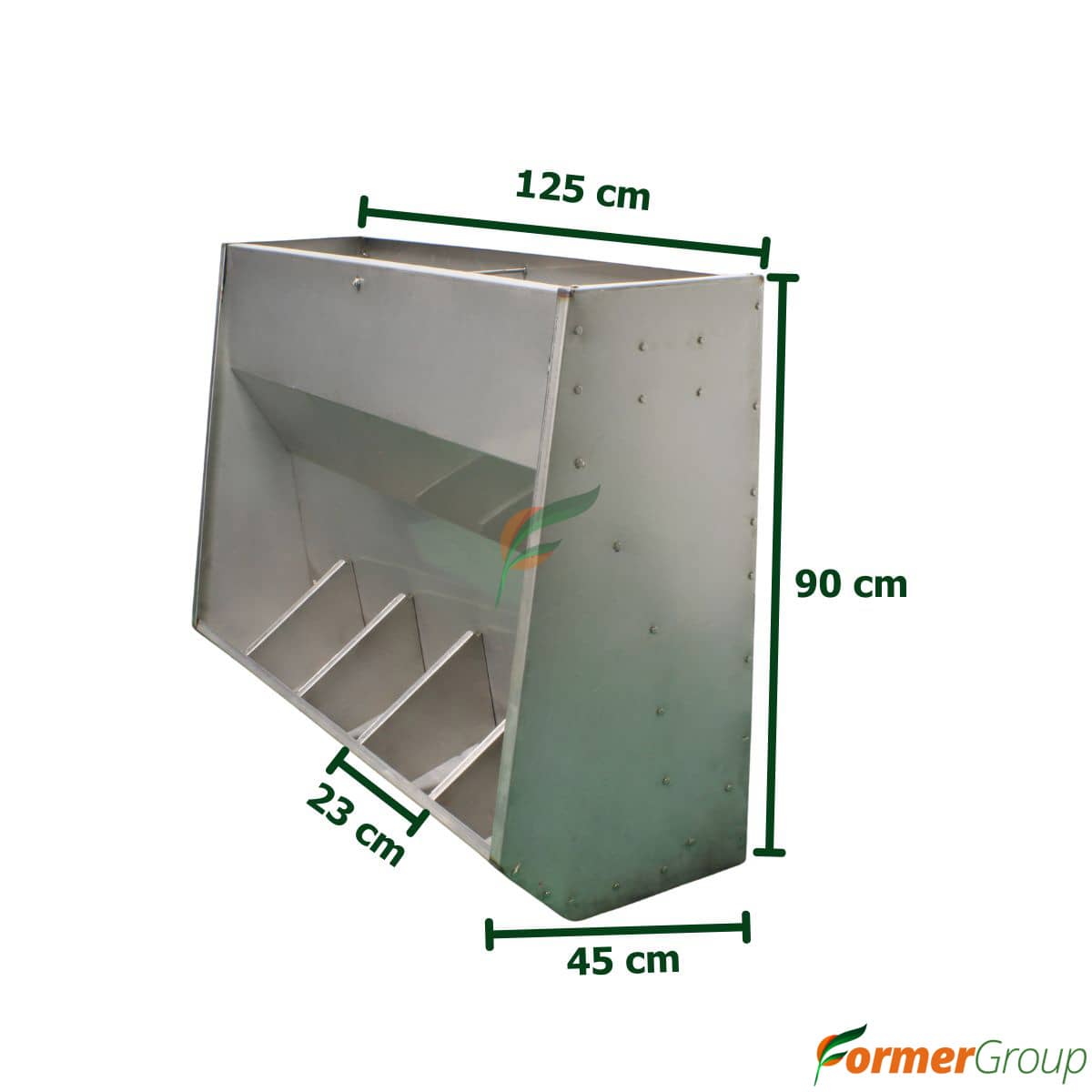Comedero 5 Puestos Cerdos en Acero Inoxidable
