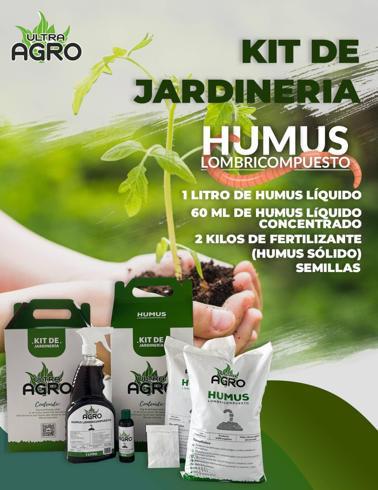 Kit de Jardinería Humus Lombricompuesto