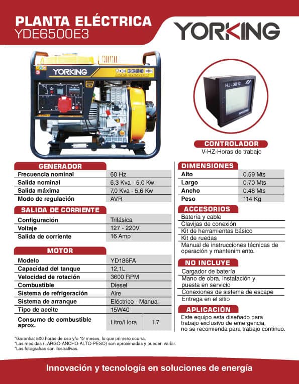 Planta Eléctrica Yorking 5,0 KW Diesel