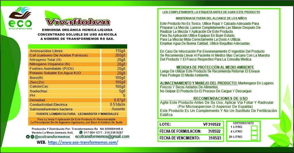 Fertilizante para floración Vivaflobzn x 1 Lt