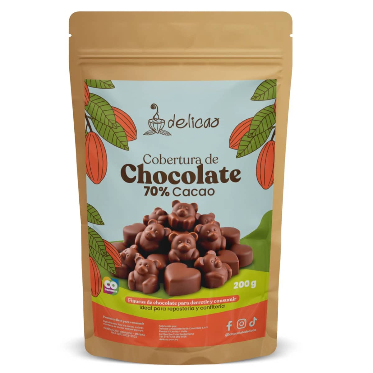 Cobertura de chocolate 70% - 200 gr