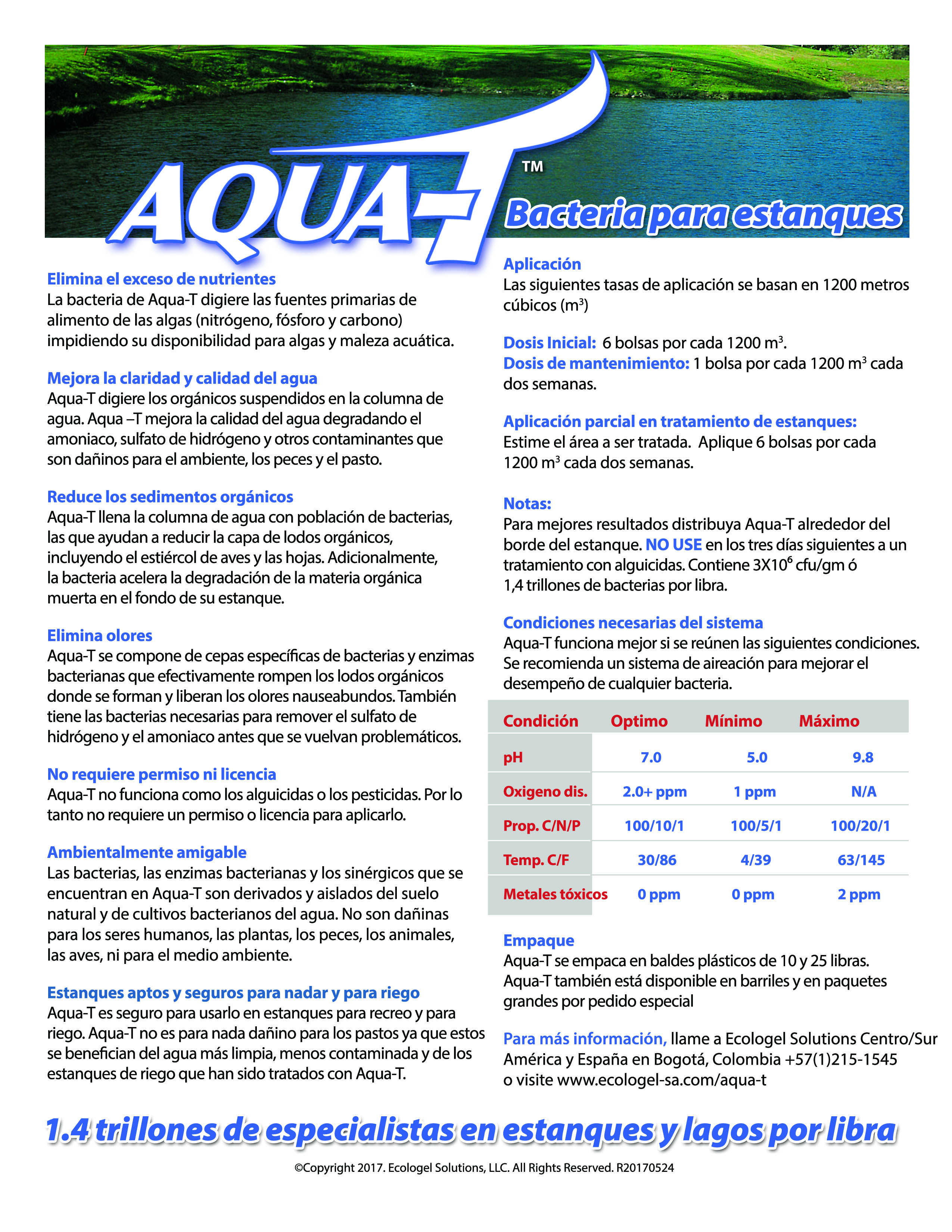 Tratamiento biológico agua AquaT Balde x 10 Lbr