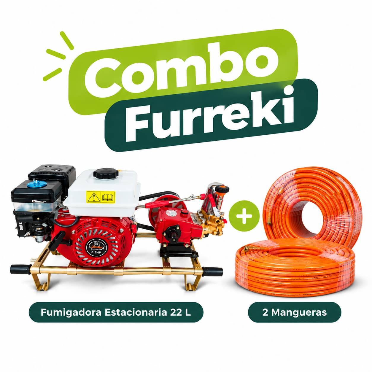 Fumigación Furreki 22 L: combo estacionario con 2 rollos de manguera