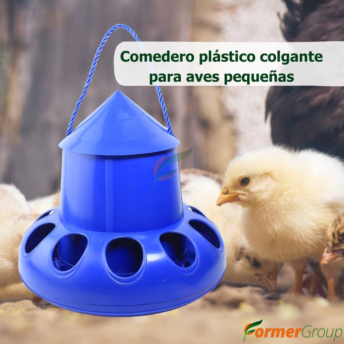 Comedero azul para aves 2 kg
