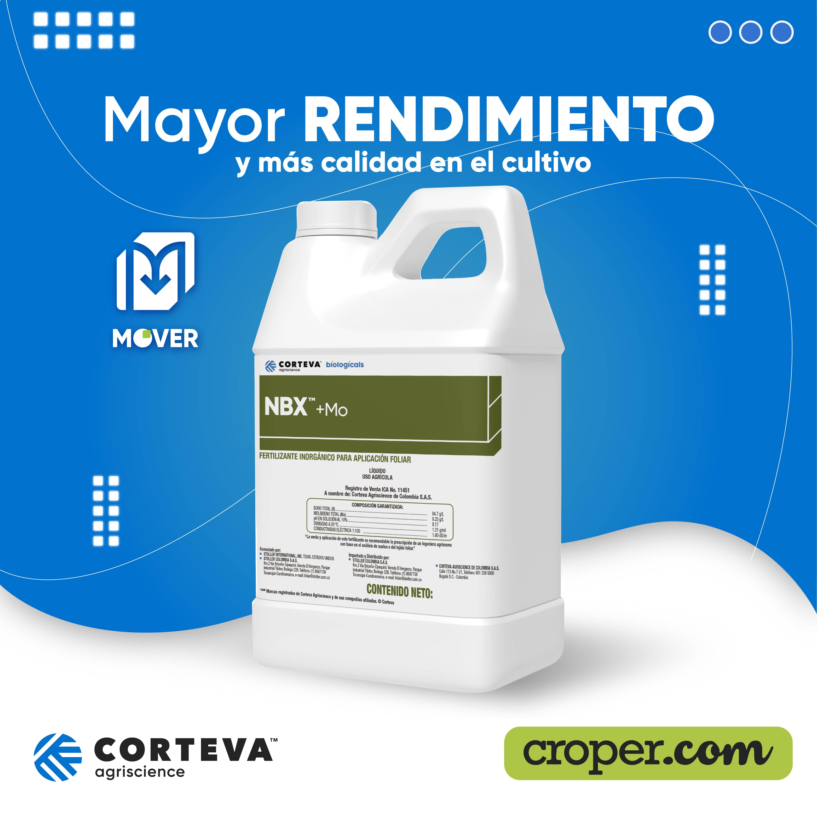 NBX +Mo Fertilizante Foliar con Boro y Molibdeno