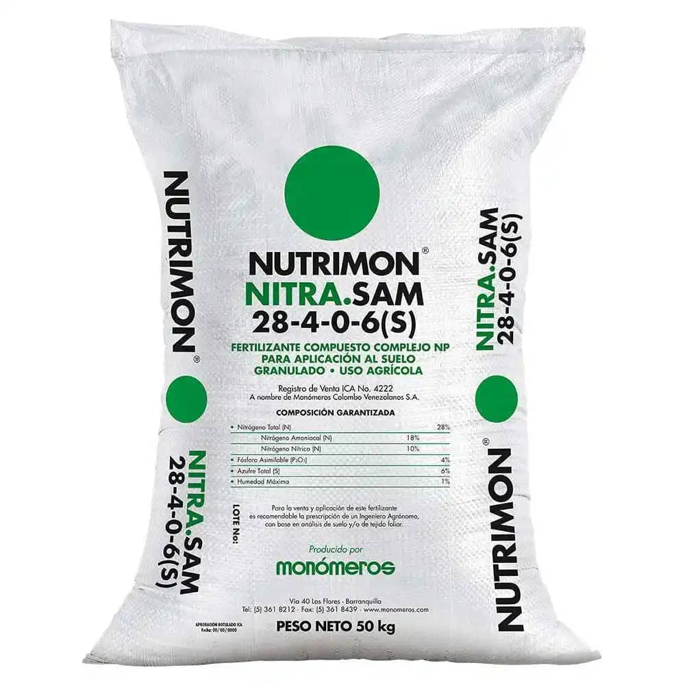 Fertilizante Edáfico Nitrasam x 50 kg 28-4-0-6(S) Nutrimon