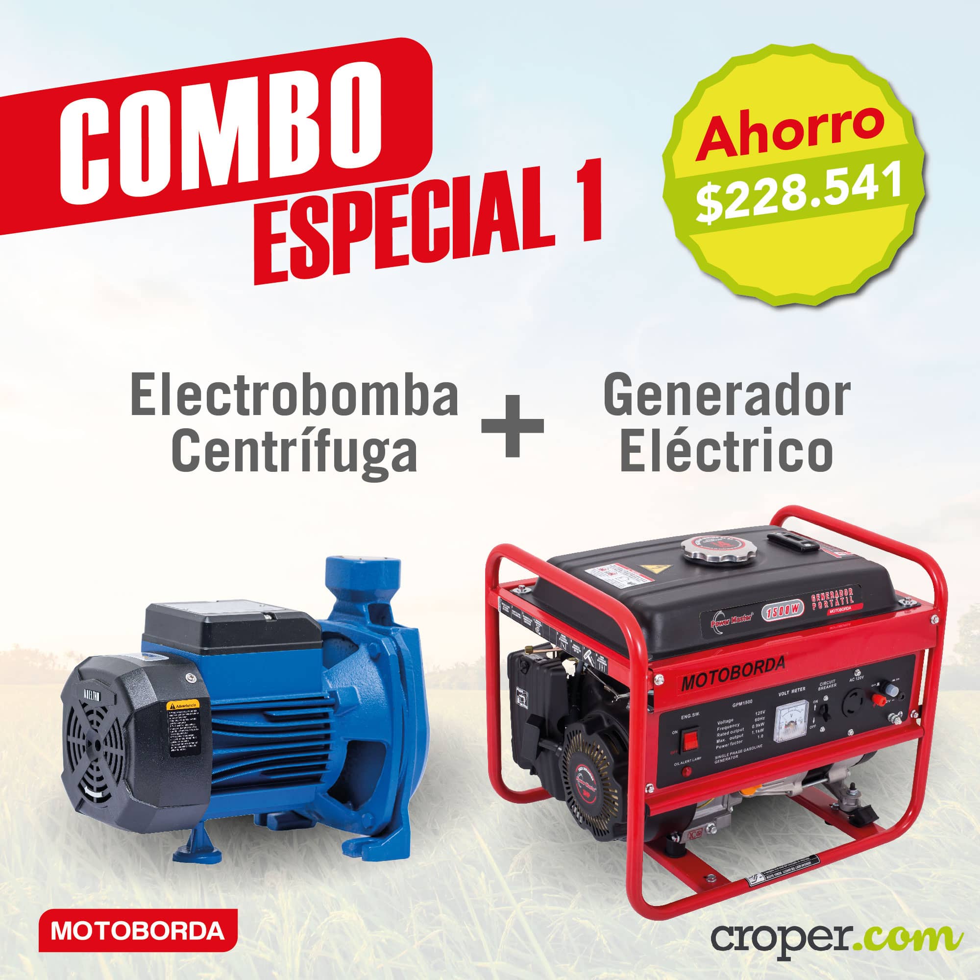 Electrobomba centrífuga + generador Power Master | Solución autónoma