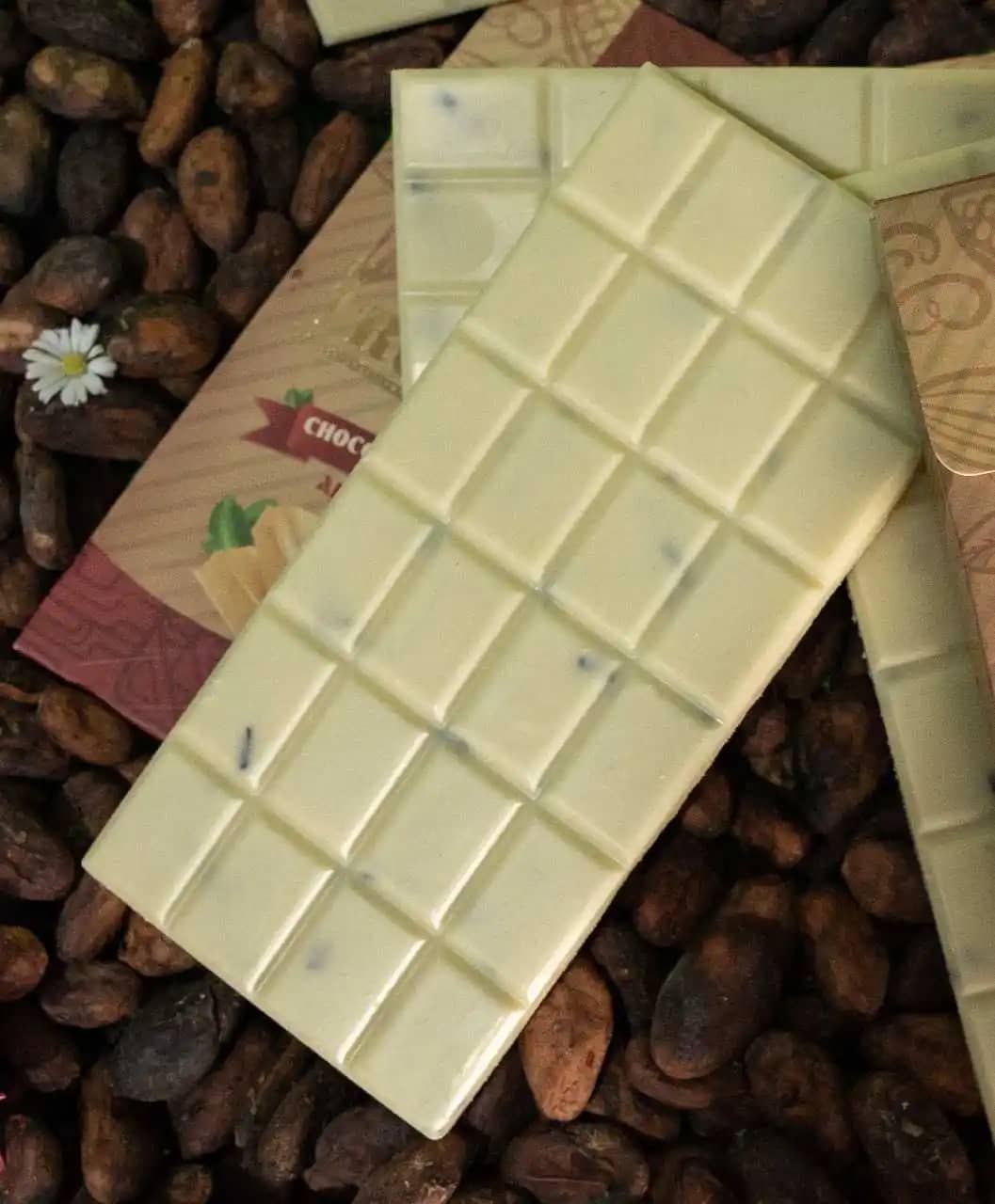 Chocolate blanco artesanal con Nibs de cacao