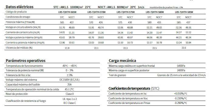 Panel Solar De 585w Monocristalino - Longi