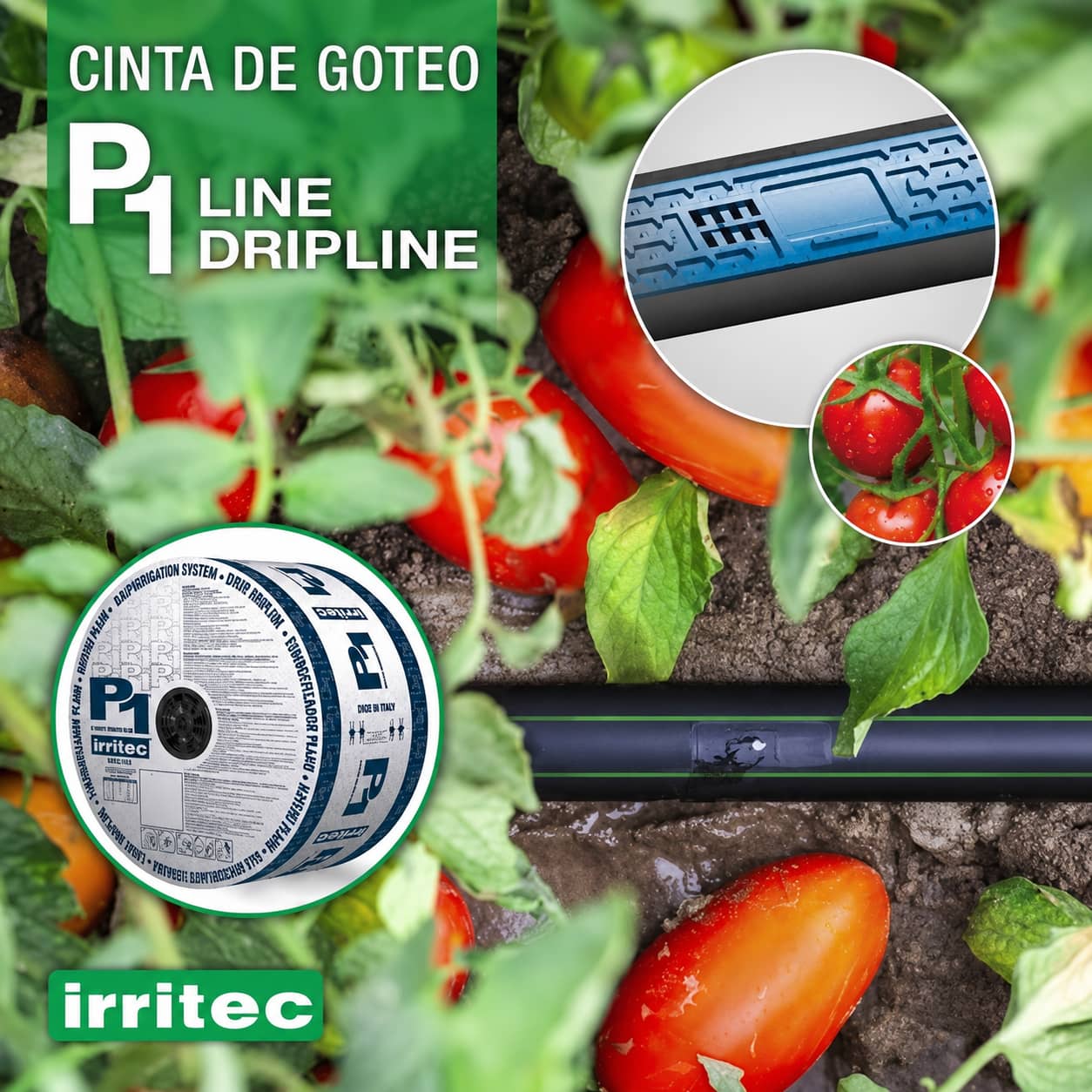 Cinta de Riego P1 CAL 18000 X 20CMS X 1000 MTS en Linea Pastilla  Irritec