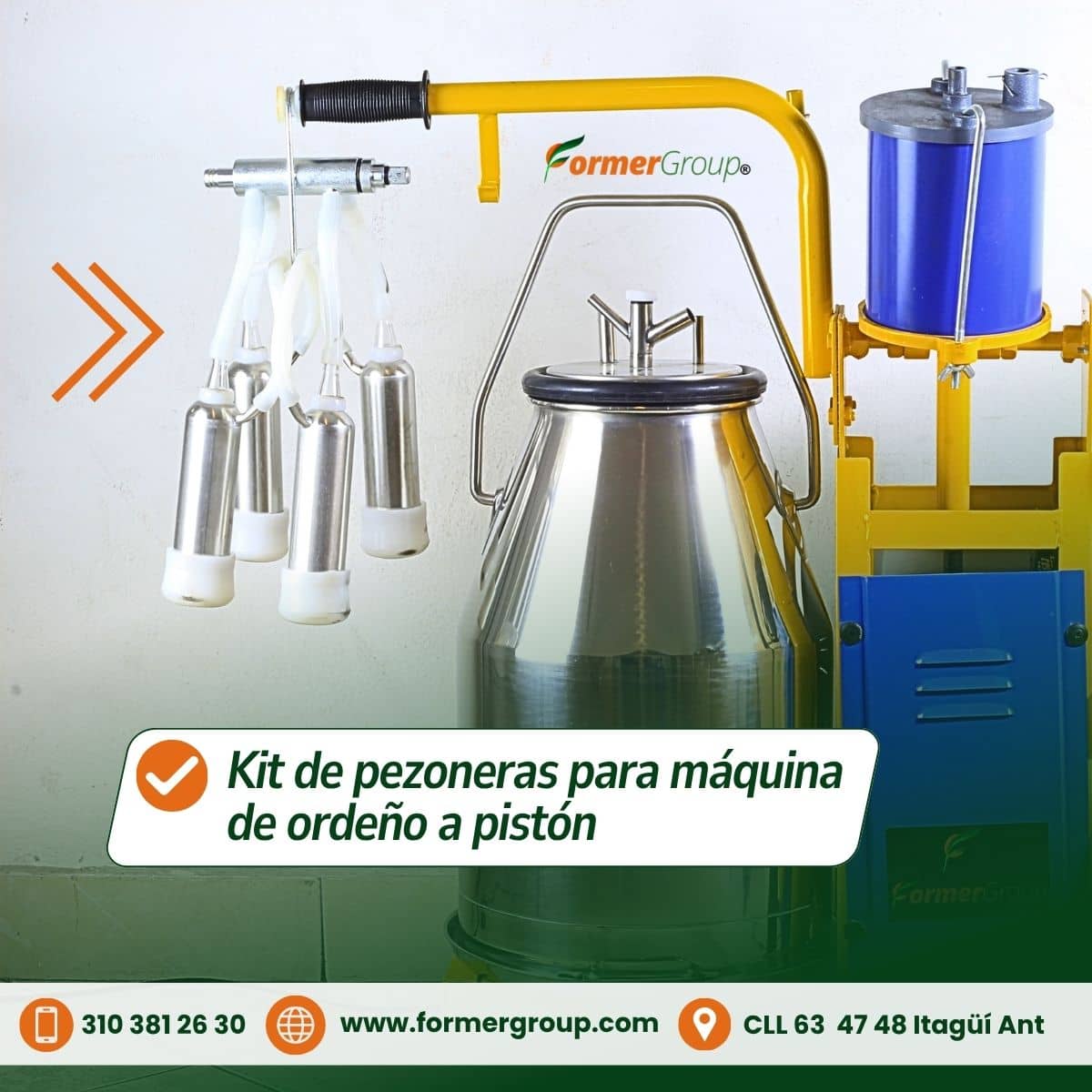 Pezoneras para Máquina de Ordeño a Pistón – Kit Completo en Acero Inoxidar