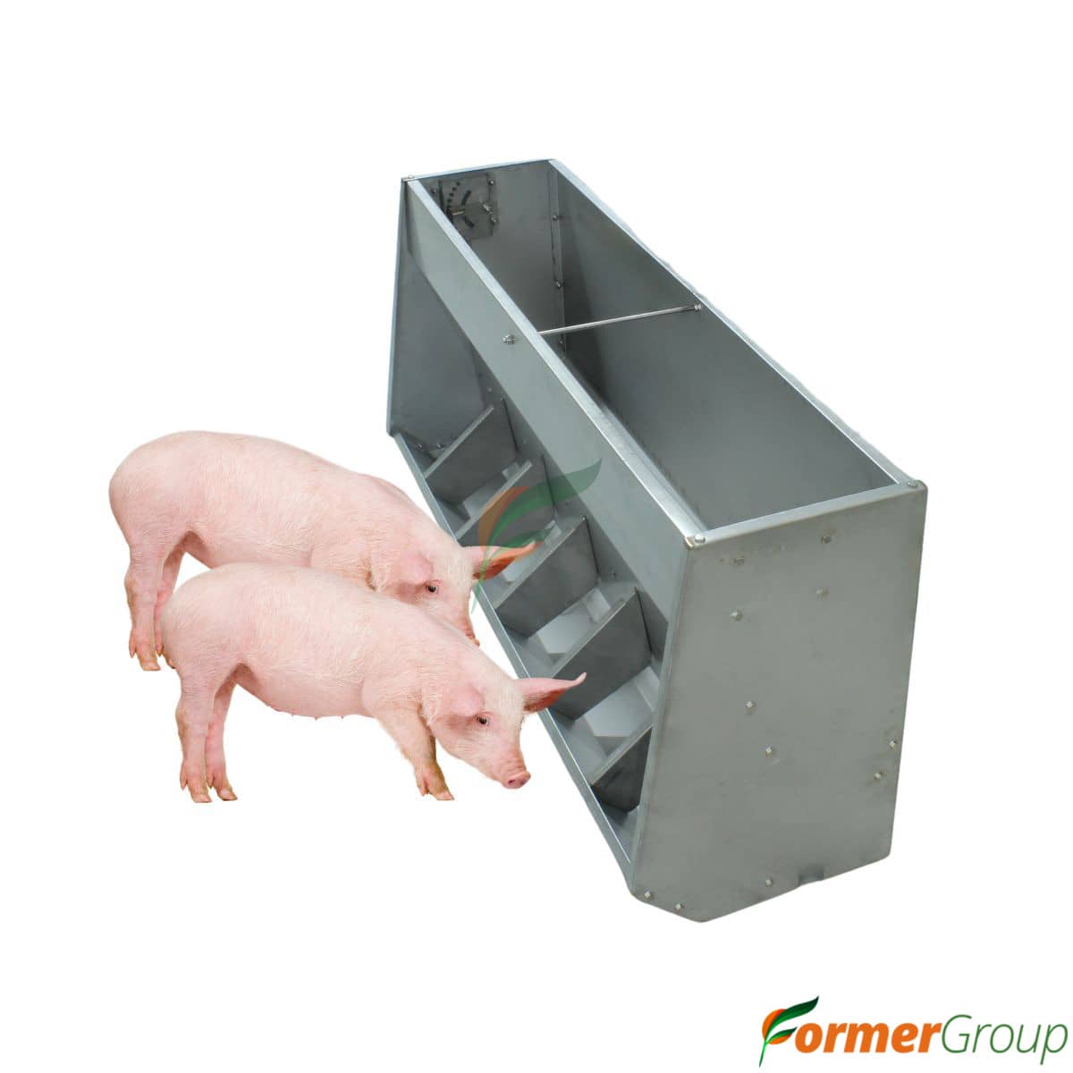 Comedero Cerdos Lechón Automático En Acero Una Cara 6 Espacios