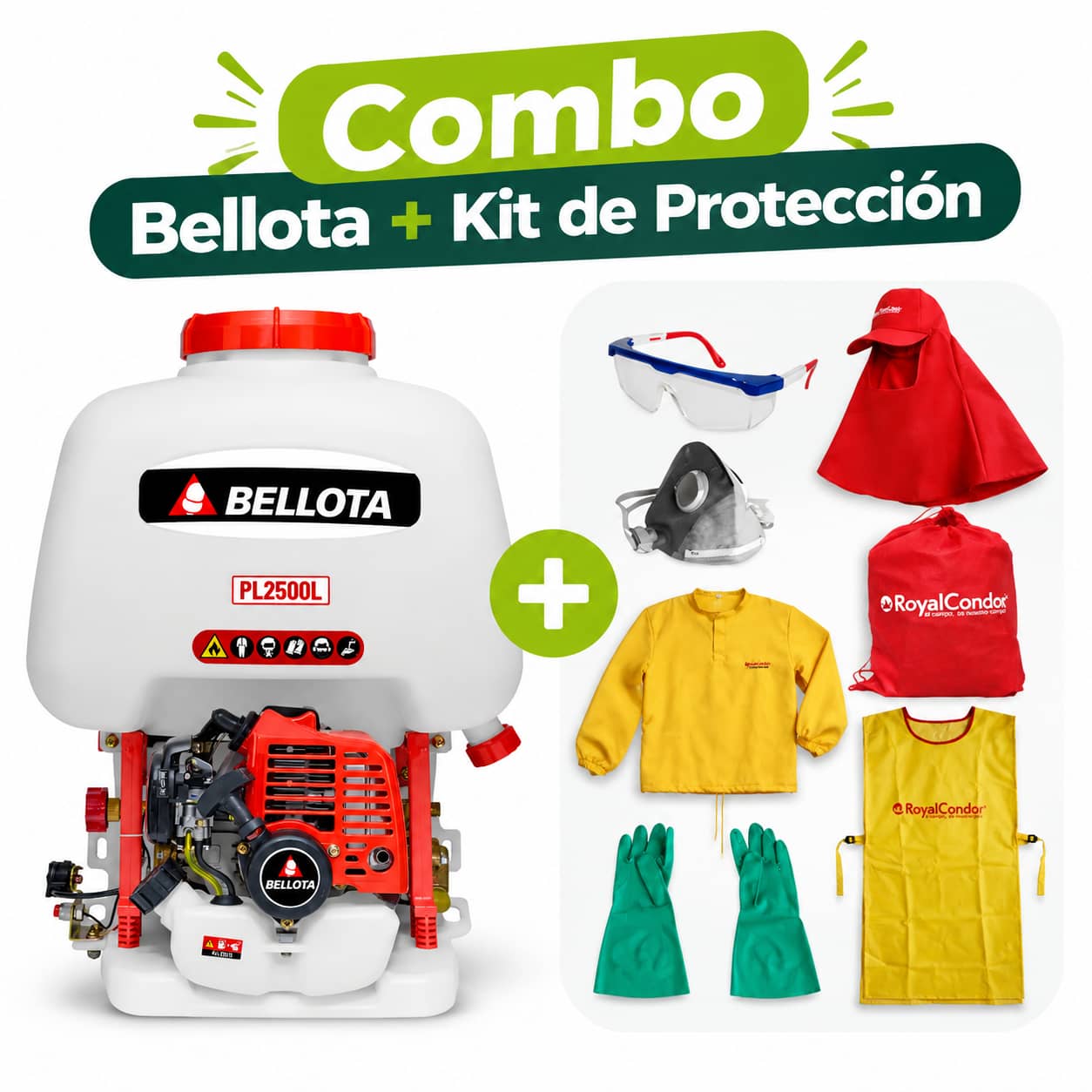 Combo Fumigadora Bellota 25 L + Kit de Protección