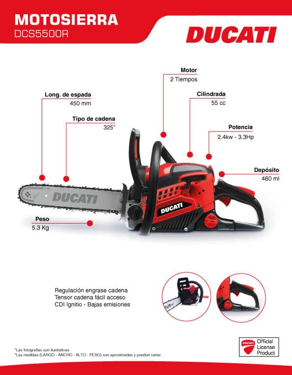 Motosierra Ducati DCS5500R | 3.3 HP profesional y potente​