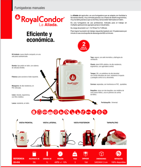 Fumigadora Manual x 20 L - Royal Condor