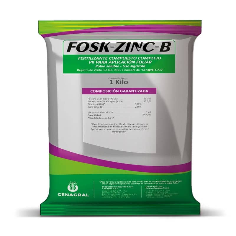 Fosk-Zinc-B 1 Kg - Fertilizante para floración y cuajado