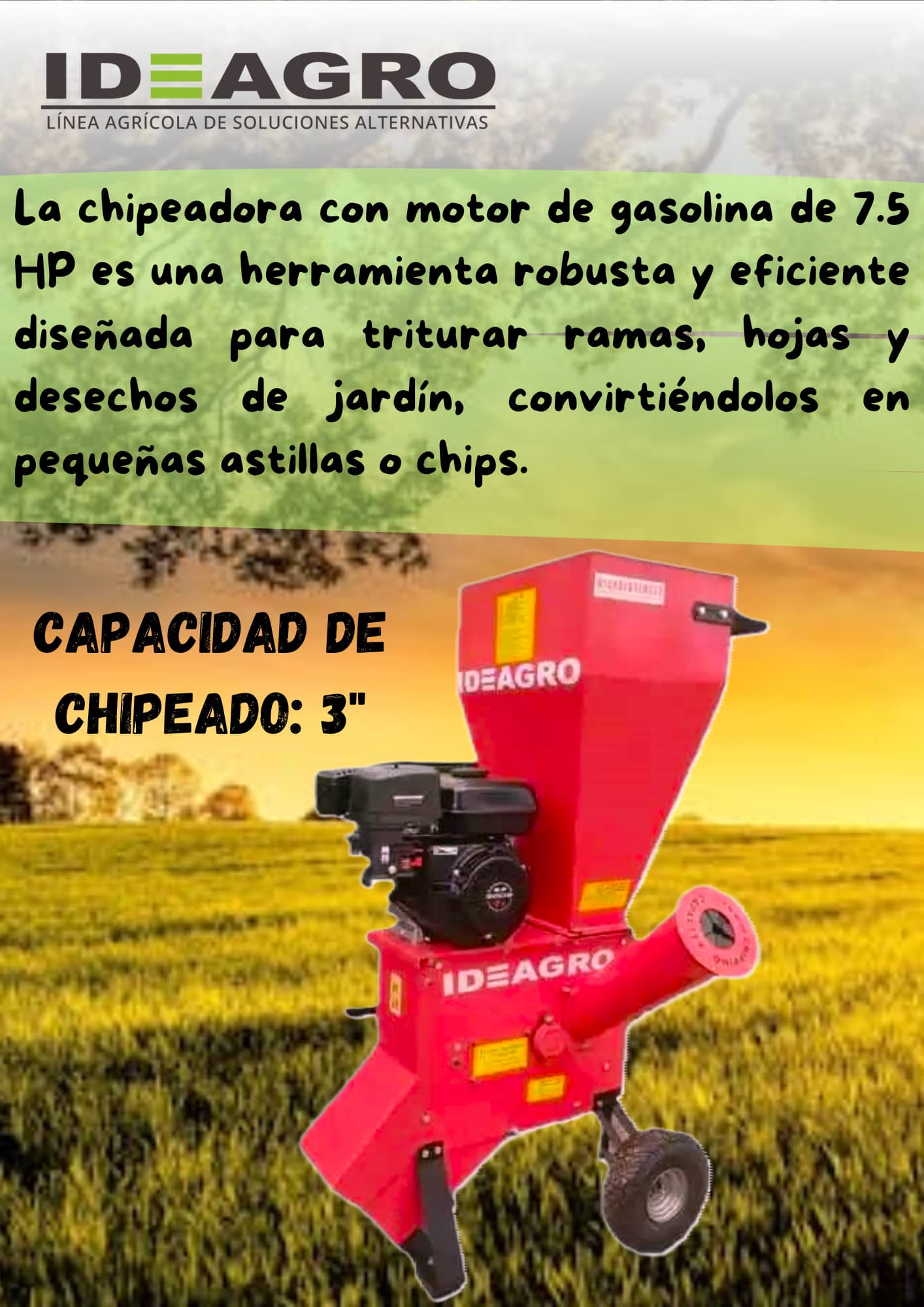 Chipeadora con Motor a Gasolina 7.5HP