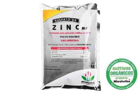 Fertilizante Sulfato de zinc en presentación de 1 Kilogramo