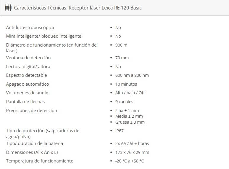 Receptor láser Leica - RE 120 Basic